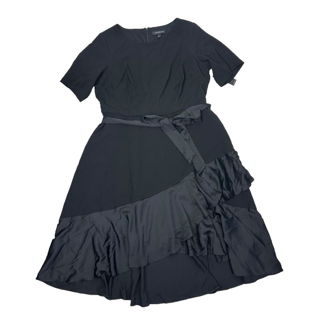 Lane Bryant Black Ruffle Hem Dress Size 20 Feminine Cocktail Dark Romantic LBD